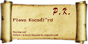 Plevo Kocsárd névjegykártya
